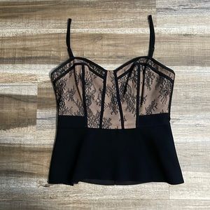 BCBG Lace Peplum Top- Size Small